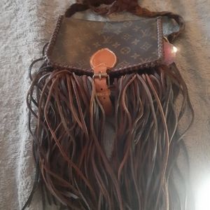 Boho western authentic lv crossbody with fringe